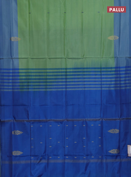 Banana pith saree pastel blue and cs blue with thread woven buttas in borderless style