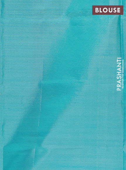 Banana pith saree violet and teal green with allover checked pattern and piping border