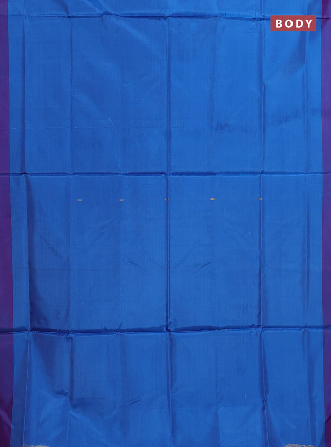 Banana pith saree cs blue and magenta pink with thread woven buttas and contrast border