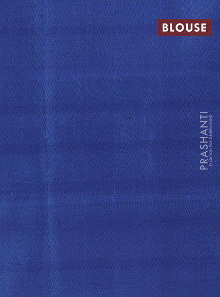 Banana pith saree light green and blue with thread woven buttas and contrast border