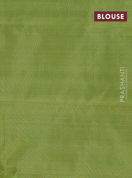 Banana pith saree mild pista green and mehendi green with thread woven buttas and contrast border