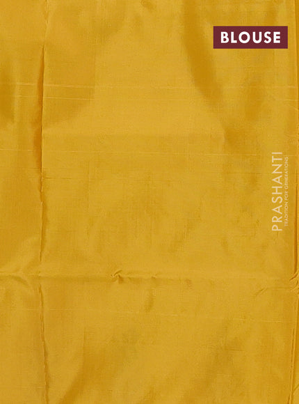 Banana pith saree cs blue and mango yellow with thread woven buttas and contrast border
