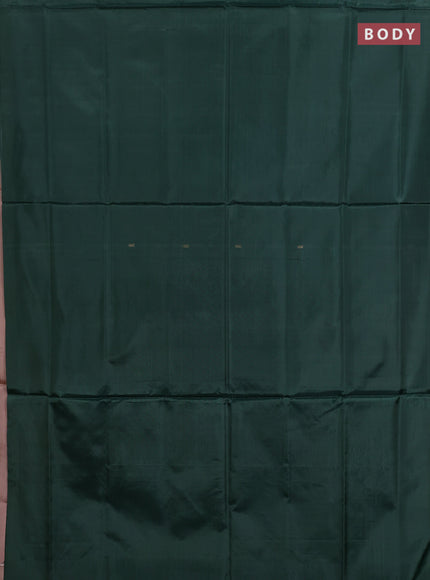 Banana pith saree green and mild peach with thread woven buttas in borderless style