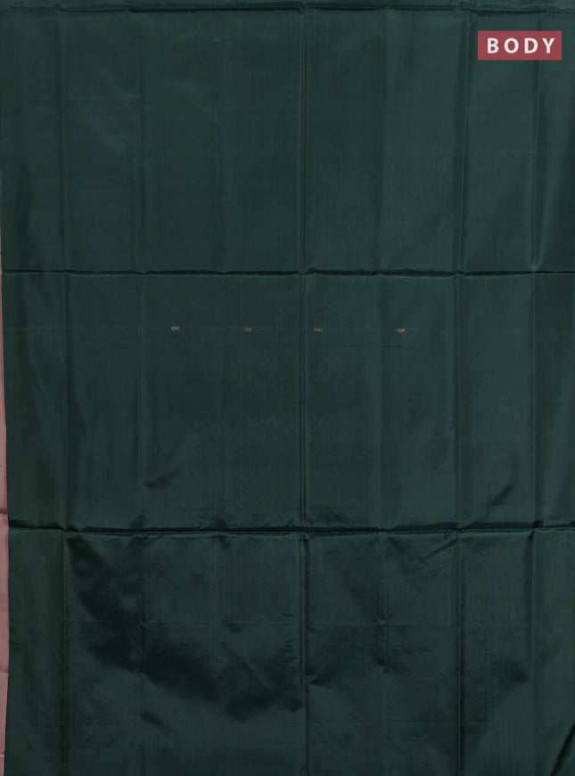 Banana pith saree green and mild peach with thread woven buttas in borderless style