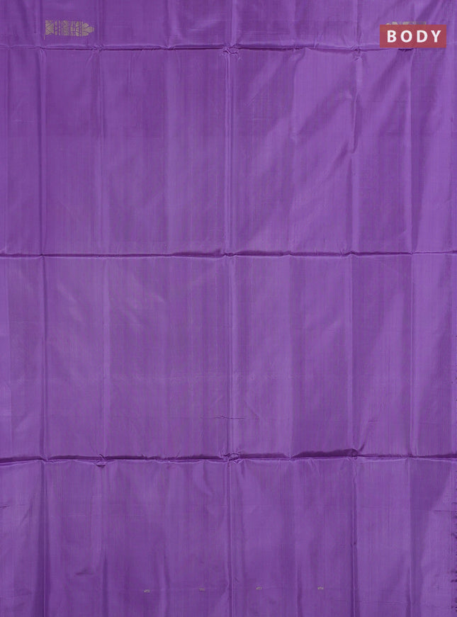 Banana pith saree lavender and blue with thread woven buttas in borderless style