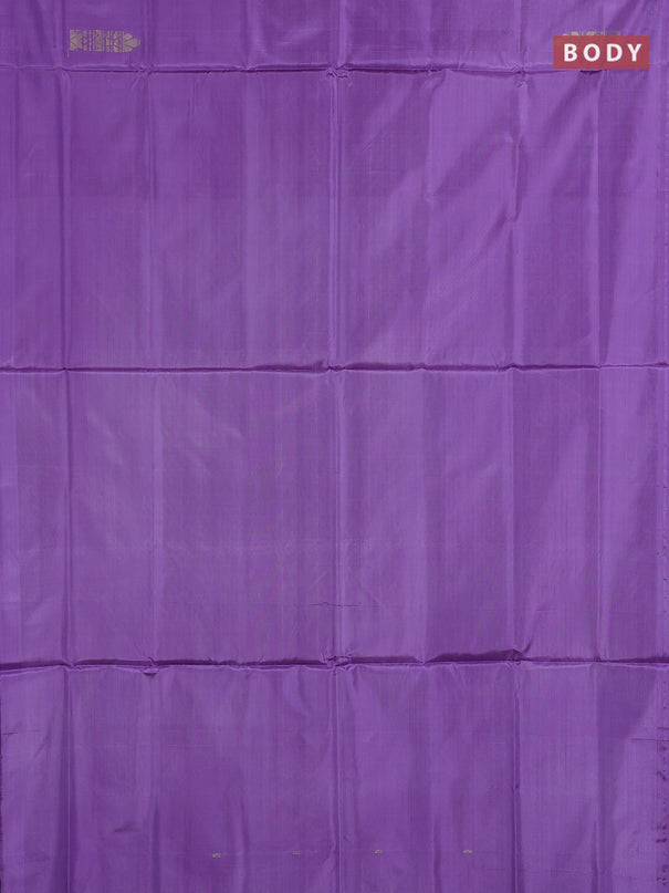 Banana pith saree lavender and blue with thread woven buttas in borderless style