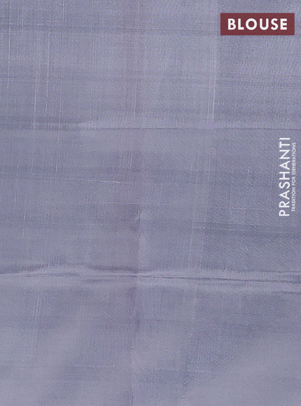 Banana pith saree pink shade and grey with thread woven buttas and contrast border