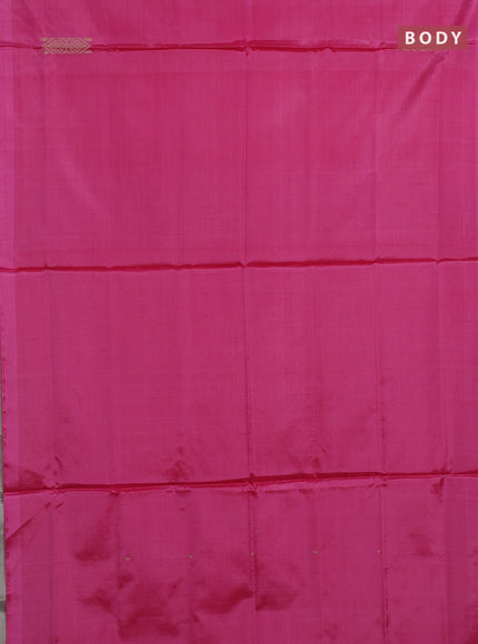 Banana pith saree pink and mild pista green with thread woven buttas in borderless style