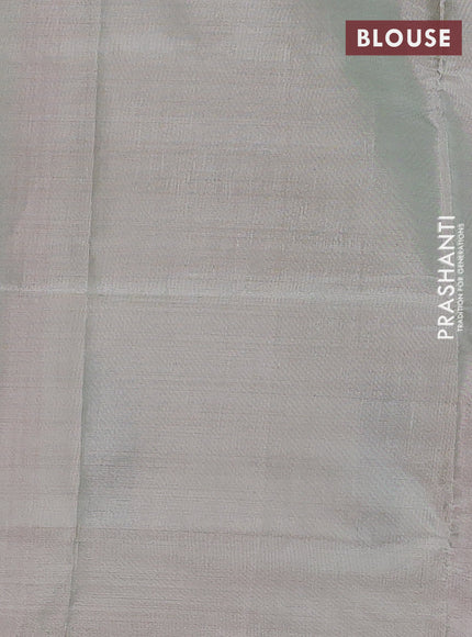 Banana pith saree pink and mild pista green with thread woven buttas in borderless style