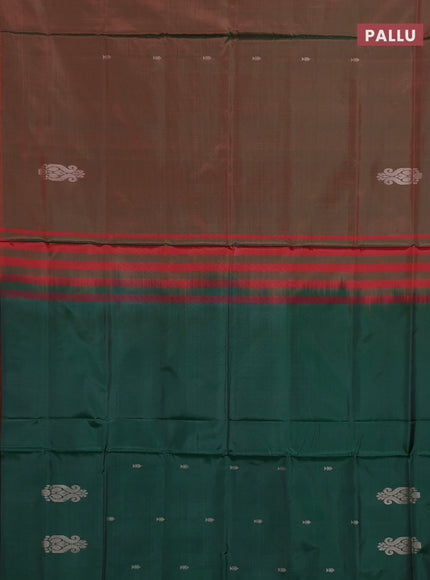 Banana pith saree manthulir green and green with thread woven buttas in borderless style