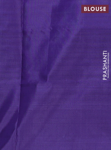 Banana pith saree orange and blue with thread woven buttas in borderless style