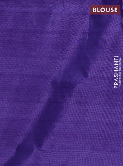 Banana pith saree beige and violet with allover checked pattern in borderless style