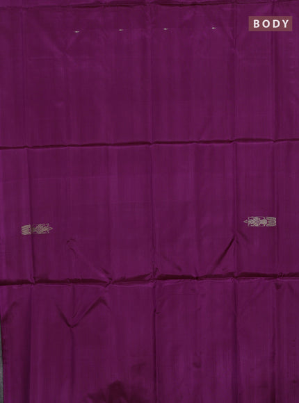 Banana pith saree purple and pista green with thread woven buttas in borderless style