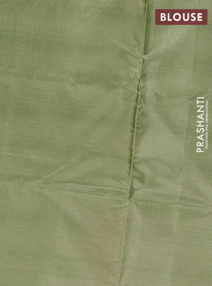 Banana pith saree purple and pista green with thread woven buttas in borderless style