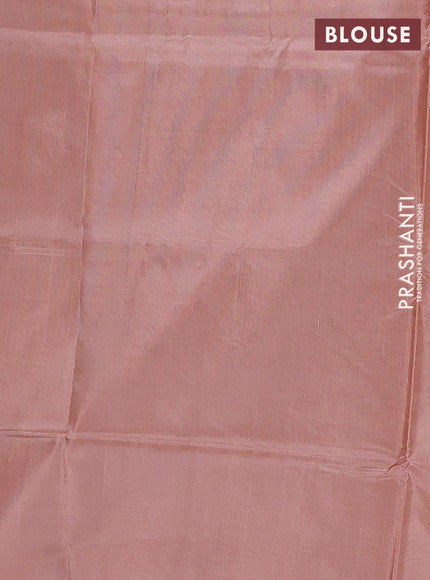 Banana pith saree cs blue and peach shade with thread woven buttas in borderless style