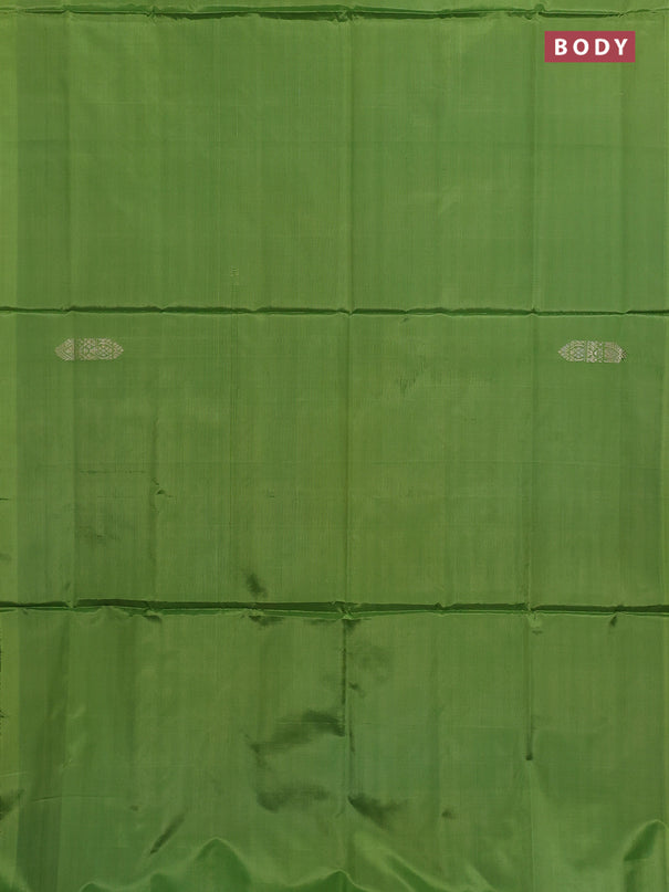 Banana pith saree light green and pnk with thread woven buttas in borderless style