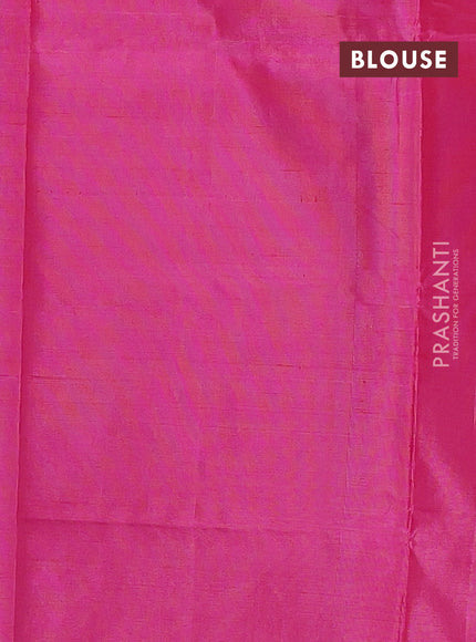 Banana pith saree light green and pnk with thread woven buttas in borderless style