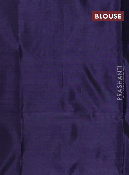 Banana pith saree grey and navy blue with thread woven buttas in borderless style