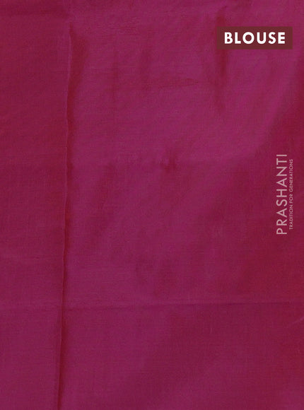 Banana pith saree orange and magenta pink with thread woven buttas in borderless style