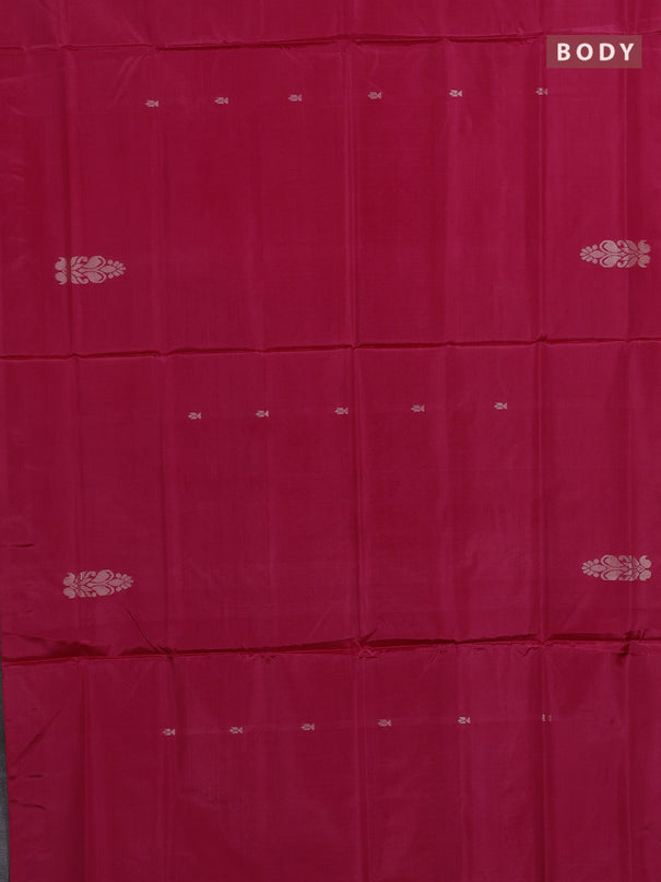 Banana pith saree pink and pastel green with thread woven buttas in borderless style