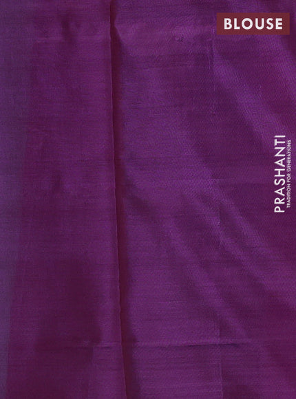 Banana pith saree teal green and purple with thread woven buttas and contrast border