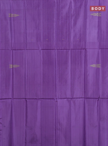 Banana pith saree lavender and blue with thread woven buttas in borderless style