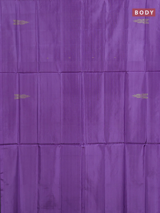 Banana pith saree lavender and blue with thread woven buttas in borderless style
