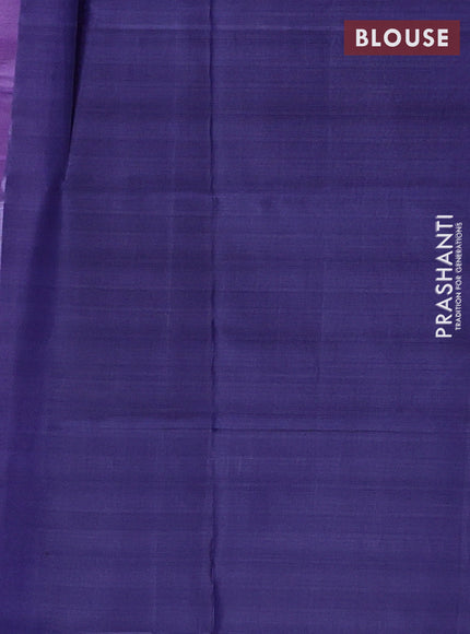 Banana pith saree lavender and blue with thread woven buttas in borderless style