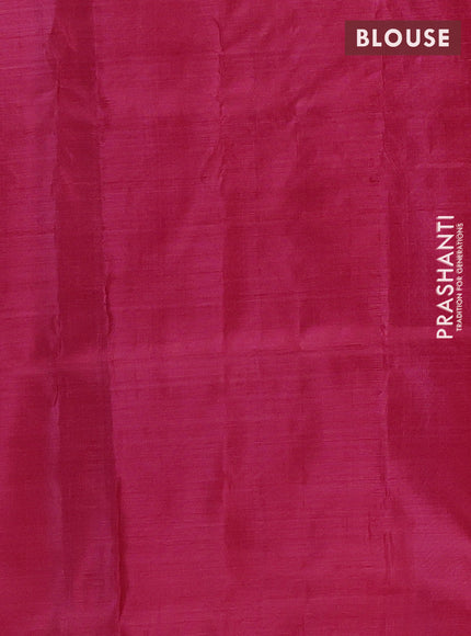 Banana pith saree cs blue and pink with thread woven buttas in borderless style