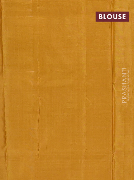 Banana pith saree deep violet and mustard yellow with thread woven buttas and contrast border