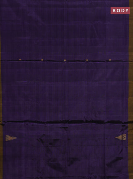 Banana pith saree deep violet and mustard yellow with thread woven buttas and contrast border