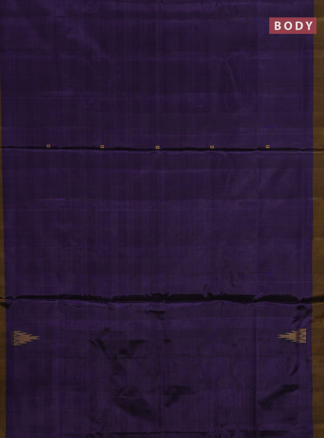 Banana pith saree deep violet and mustard yellow with thread woven buttas and contrast border