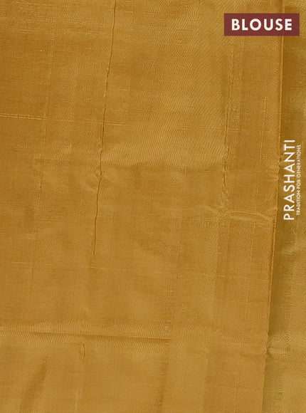 Banana pith saree deep violet and mustard yellow with thread woven buttas and contrast border