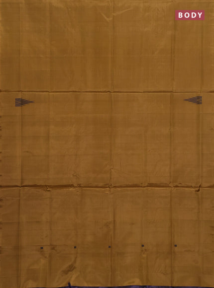 Banana pith saree dark mustard and deep jamun with thread woven buttas in borderless style