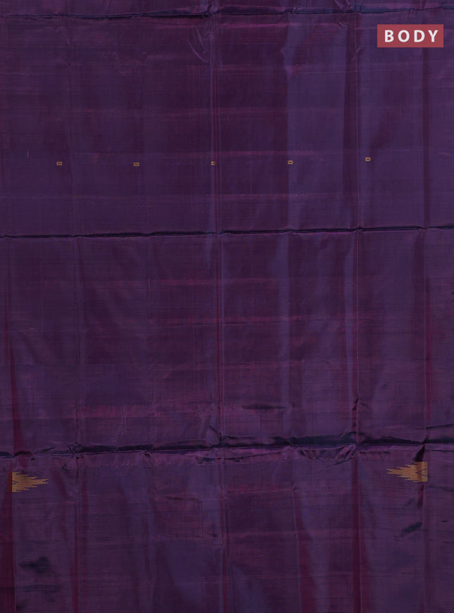 Banana pith saree wine shade and lavender with thread woven buttas in borderless style