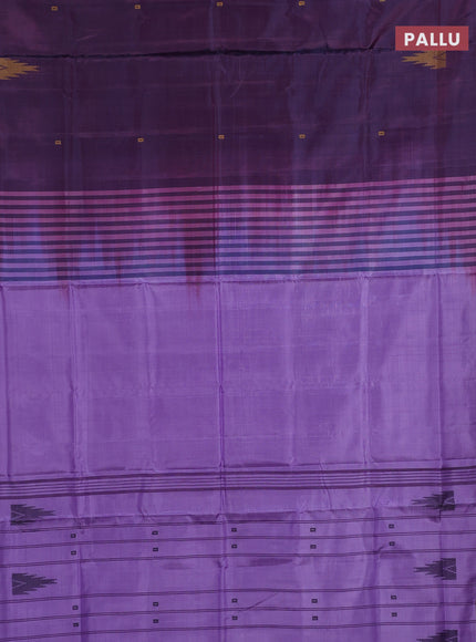 Banana pith saree wine shade and lavender with thread woven buttas in borderless style