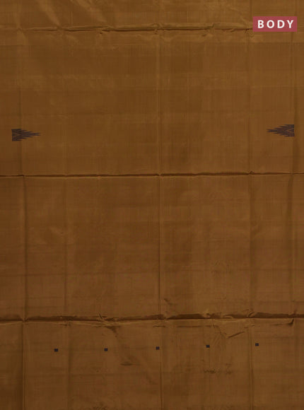 Banana pith saree dark mustard and deep jamun with thread woven buttas in borderless style