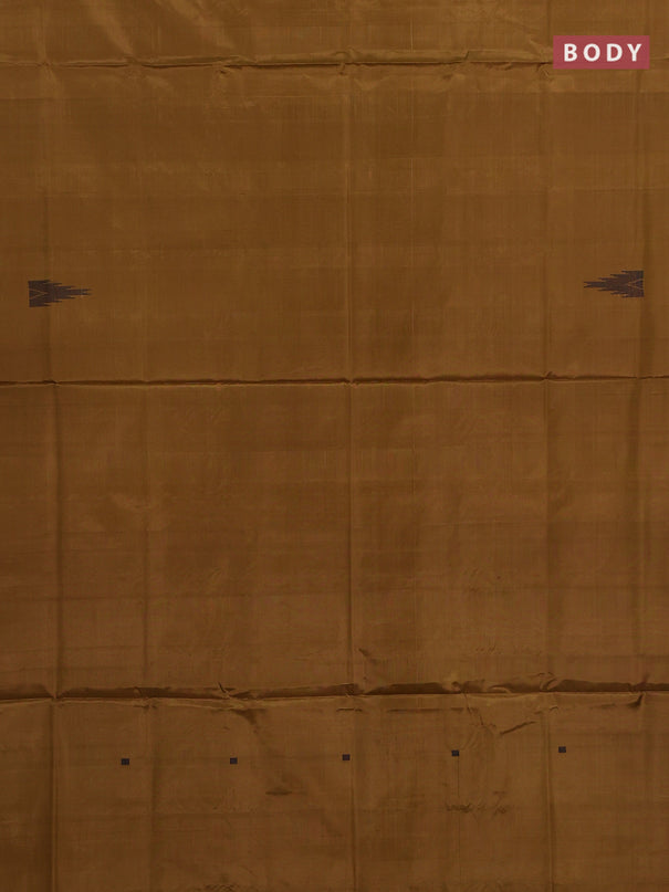 Banana pith saree dark mustard and deep jamun with thread woven buttas in borderless style