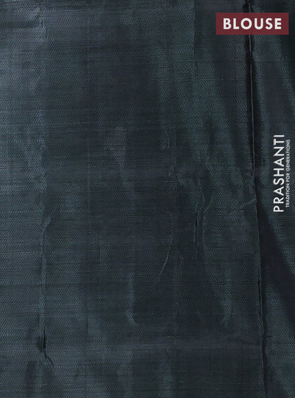 Banana pith saree peach shade and dual shade of green with thread woven buttas and contrast border