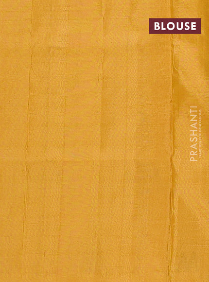 Banana pith saree deep violet and mustard yellow with thread woven buttas and contrast border