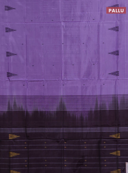 Banana pith saree lavender and deep jamun with thread woven buttas in borderless style