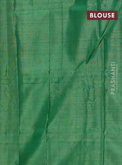 Banana pith saree maroon and green with thread woven buttas and contrast border