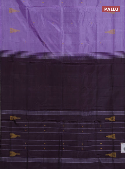 Banana pith saree lavender and deep jamun with thread woven buttas in borderless style