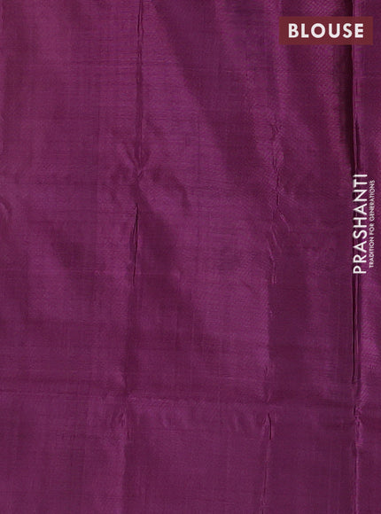 Banana pith saree sandal and purple with thread woven buttas in borderless style