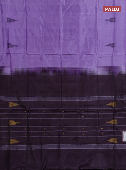 Banana pith saree lavender and deep jamun with thread woven buttas in borderless style