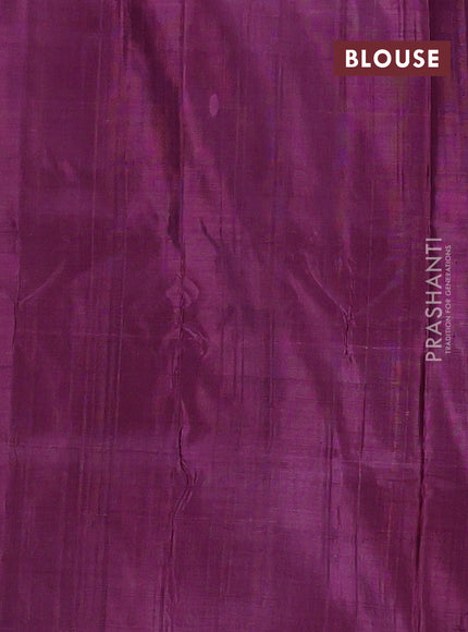 Banana pith saree sandal and purple with thread woven buttas in borderless style