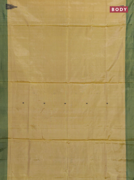 Banana pith saree pale yellow and dual shade of purple with thread woven buttas and contrast border