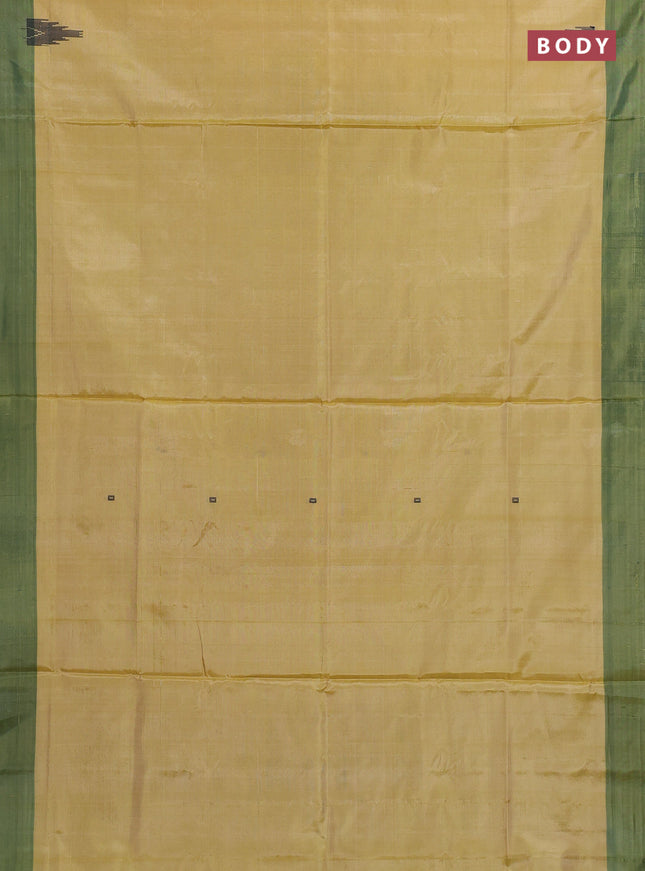 Banana pith saree pale yellow and dual shade of purple with thread woven buttas and contrast border