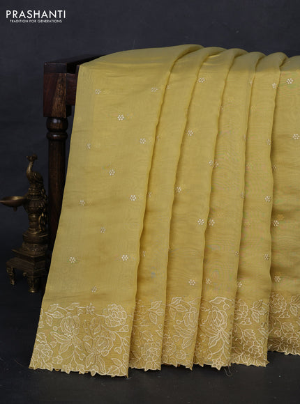 Yellow Mul Chanderi Saree - Embroidery