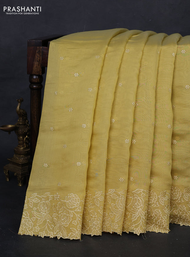 Yellow Mul Chanderi Saree - Embroidery